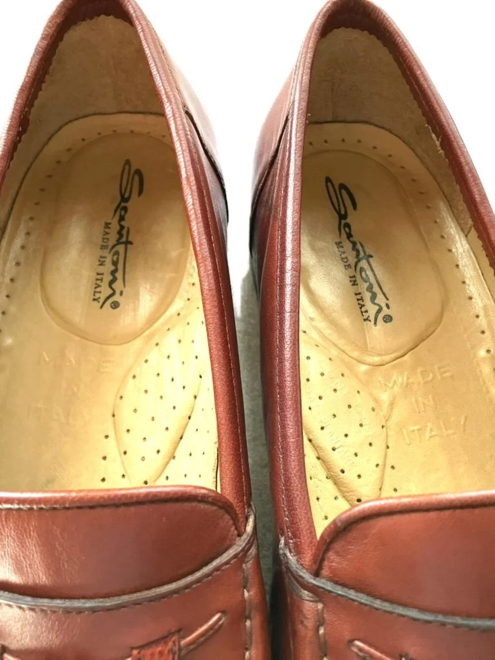 Santoni Men’s Brown Leather Tassel Loafers | Size 11.5 D | Made in Italy